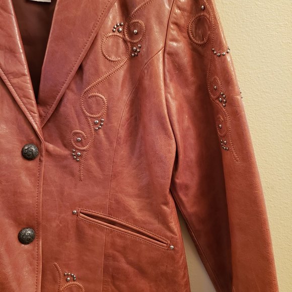Cripple Creek Women's Medium (M) Vintage Genuine Leather Jacket - Studded/Lined - Picture 3 of 12